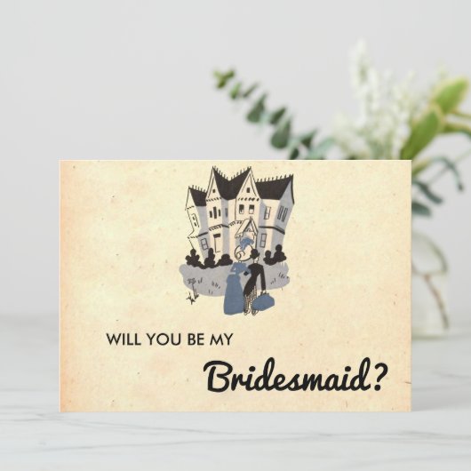  Retro Stijlvolle Couple Chic Bridesmaid Card Kaart (Staand voorkant)