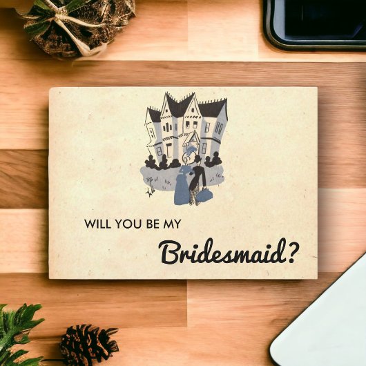 Retro Stijlvolle Couple Chic Bridesmaid Card Kaart