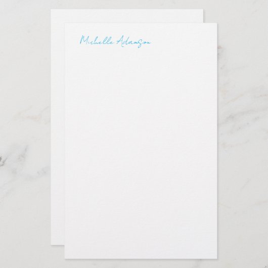 Retro Stijlvolle Elegant Plain Sky Blauw Wit Briefpapier (Voorkant / Achterkant)