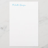 Retro Stijlvolle Elegant Plain Sky Blauw Wit Briefpapier (Voorkant)