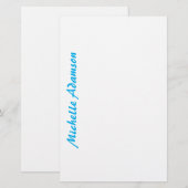 Retro Stijlvolle Elegant Plain Sky Blauw Wit Briefpapier (Voorkant / Achterkant)