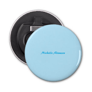Retro Stijlvolle Elegant Plain Sky Blauw Wit Button Flesopener