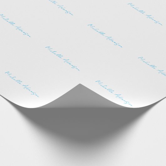 Retro Stijlvolle Elegant Plain Sky Blauw Wit Cadeaupapier (Hoek)