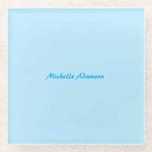 Retro Stijlvolle Elegant Plain Sky Blauw Wit Glazen Onderzetter