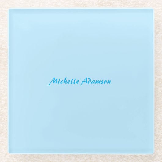 Retro Stijlvolle Elegant Plain Sky Blauw Wit Glazen Onderzetter (Voorkant)