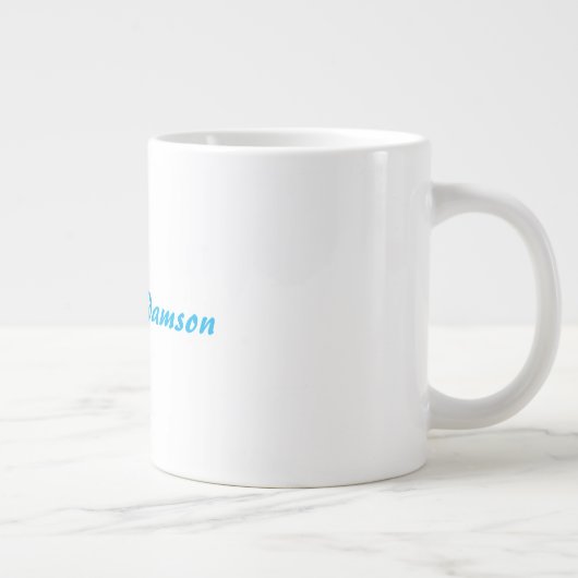 Retro Stijlvolle Elegant Plain Sky Blauw Wit Grote Koffiekop (Rechts)