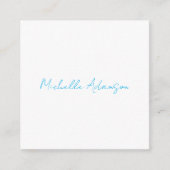 Retro Stijlvolle Elegant Plain Sky Blauw Wit Informatiekaartje (Voorkant)