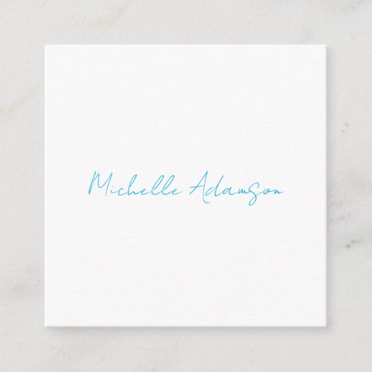 Retro Stijlvolle Elegant Plain Sky Blauw Wit Informatiekaartje (Voorkant)