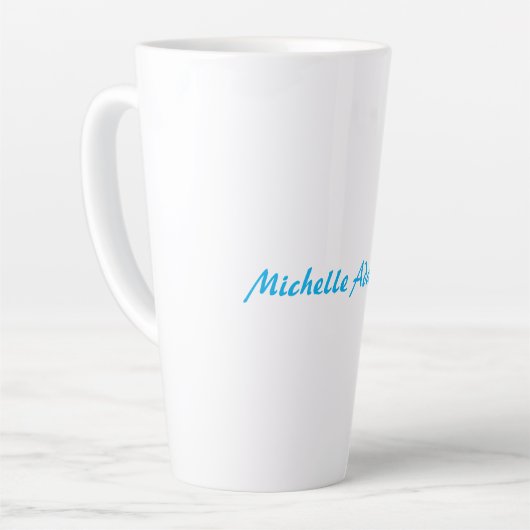 Retro Stijlvolle Elegant Plain Sky Blauw Wit Latte Mok (Linkerhoek)