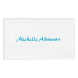 Retro Stijlvolle Elegant Plain Sky Blauw Wit Naambadge