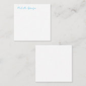 Retro Stijlvolle Elegant Plain Sky Blauw Wit Notitiekaartje (Voorkant / Achterkant)