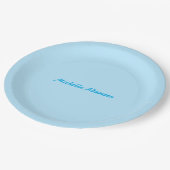 Retro Stijlvolle Elegant Plain Sky Blauw Wit Papieren Bordje (Gekanteld)