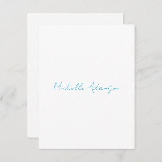 Retro Stijlvolle Elegant Plain Sky Blauw Wit RSVP Kaartje (Voorkant / Achterkant)