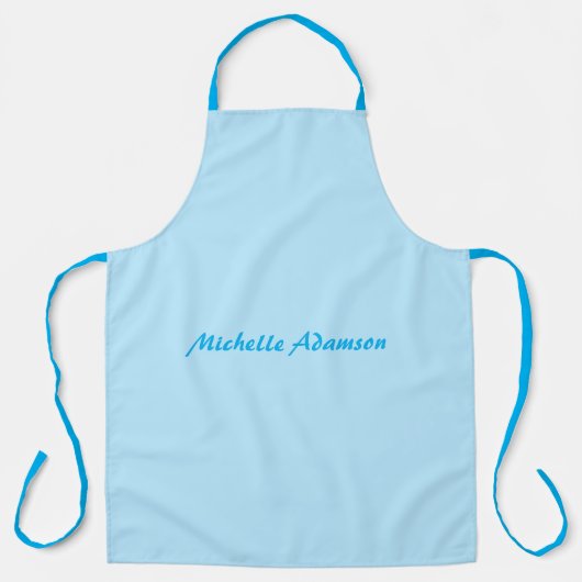 Retro Stijlvolle Elegant Plain Sky Blauw Wit Schort (Voorkant)