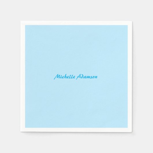 Retro Stijlvolle Elegant Plain Sky Blauw Wit Servet (Voorkant)