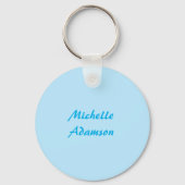 Retro Stijlvolle Elegant Plain Sky Blauw Wit Sleutelhanger (Achterkant)