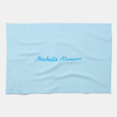 Retro Stijlvolle Elegant Plain Sky Blauw Wit Theedoek (Horizontaal)