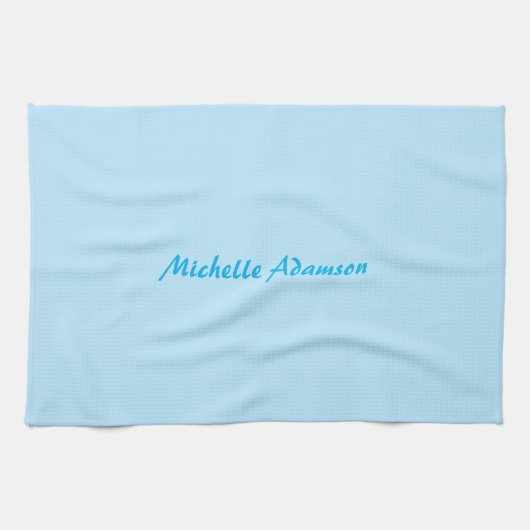 Retro Stijlvolle Elegant Plain Sky Blauw Wit Theedoek (Horizontaal)