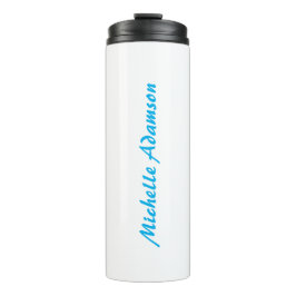 Retro Stijlvolle Elegant Plain Sky Blauw Wit Thermosbeker
