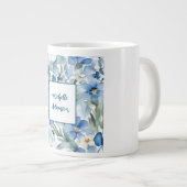 Retro Stijlvolle Elegante Blauwe Witte Bloemen Grote Koffiekop (Voorkant rechts)