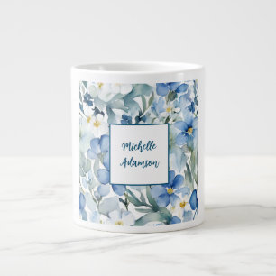 Retro Stijlvolle Elegante Blauwe Witte Bloemen Grote Koffiekop
