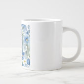 Retro Stijlvolle Elegante Blauwe Witte Bloemen Grote Koffiekop (Rechts)
