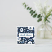 Retro Stijlvolle Elegante Blauwe Witte Bloemen Informatiekaartje (Staand voorkant)