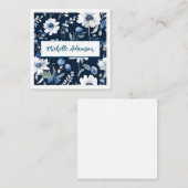 Retro Stijlvolle Elegante Blauwe Witte Bloemen Informatiekaartje (Voorkant / Achterkant)