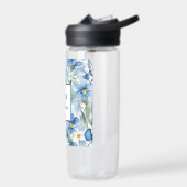 Retro Stijlvolle Elegante Blauwe Witte Bloemen Waterfles (Links)