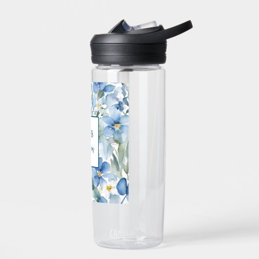 Retro Stijlvolle Elegante Blauwe Witte Bloemen Waterfles (Links)