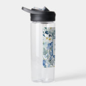 Retro Stijlvolle Elegante Blauwe Witte Bloemen Waterfles (Rechts)