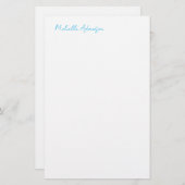 Retro stijlvolle elegante effen luchtblauw wit briefpapier (Voorkant / Achterkant)