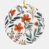Retro Stijlvolle Elegante Plain Flowers Jouw naam Keramisch Ornament (Achterkant)