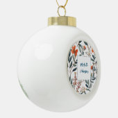 Retro Stijlvolle Elegante Plain Flowers Jouw naam Keramische Bal Ornament (Links)