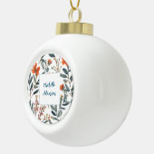 Retro Stijlvolle Elegante Plain Flowers Jouw naam Keramische Bal Ornament (Rechts)