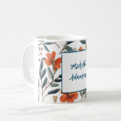 Retro Stijlvolle Elegante Plain Flowers Jouw naam Koffiemok (Voorkant links)