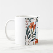 Retro Stijlvolle Elegante Plain Flowers Jouw naam Koffiemok (Links)