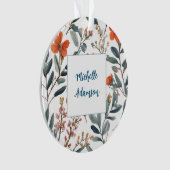 Retro Stijlvolle Elegante Plain Flowers Jouw naam Ornament (voorkant)
