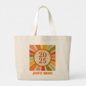 Retro Stijlvolle Moderne Klasse van 2025 Afstudere Grote Tote Bag (Achterkant)