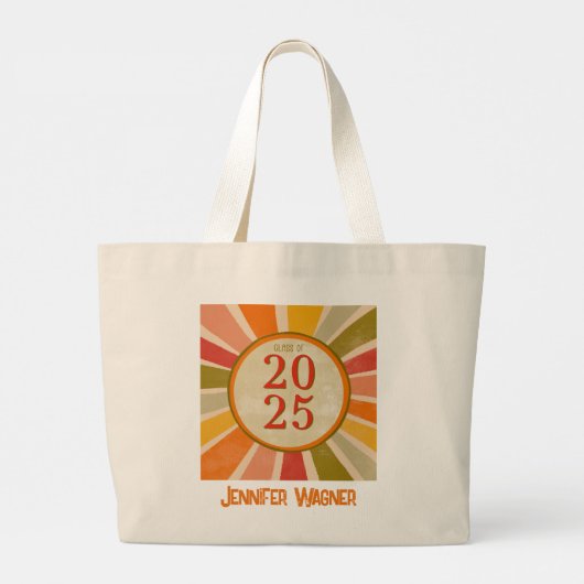 Retro Stijlvolle Moderne Klasse van 2025 Afstudere Grote Tote Bag (Achterkant)