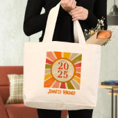 Retro Stijlvolle Moderne Klasse van 2025 Afstudere Grote Tote Bag