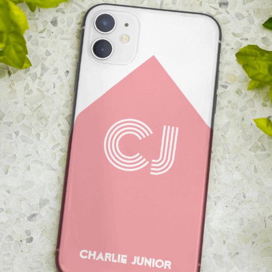 Retro Stijlvolle Monogrammed wit en blush roze Case-Mate iPhone Case