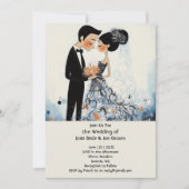 Retro stijlvolle paar bruiloft uitnodiging (Voorkant)