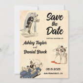  Retro Stijlvolle Rustic Wedding sparen de Datum Kaart (Voorkant)