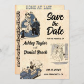 Retro Stijlvolle Rustic Wedding sparen de Datum Kaart (Voorkant / Achterkant)