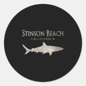 Retro Stinson Beach Ca Shark Ronde Sticker (Voorkant)