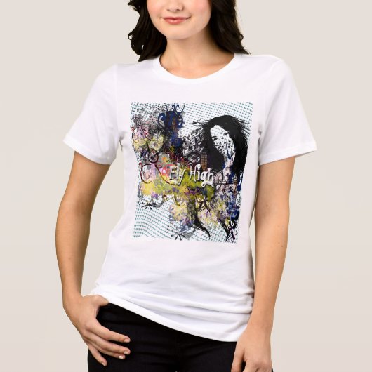 Retro Stippen Abstract Fly High Tri-Blend Shirt (Voorkant)