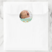 Retro Stippen Aqua · Baby Aankondiging Ronde Sticker (Tas)