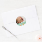 Retro Stippen Aqua · Baby Aankondiging Ronde Sticker (Envelop)