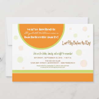 Retro Stippen Bachelorette Party Invitation (oranj Kaart